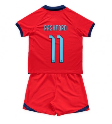 England Marcus Rashford #11 Bortedraktsett Barn VM 2022 Kortermet (+ Korte bukser)